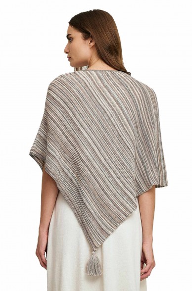 Alpaka Poncho WALNUT aus Baby Alpaka Eco & Bio-Baumwolle