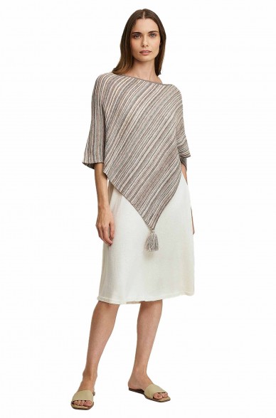 Alpaka Poncho WALNUT aus Baby Alpaka Eco & Bio-Baumwolle