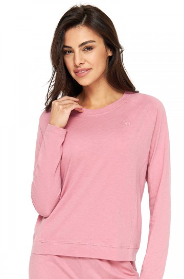 Alpaka Pyjama Damen Sweatshirt DREAMLINE aus Alpaka-Baumwoll-Mix